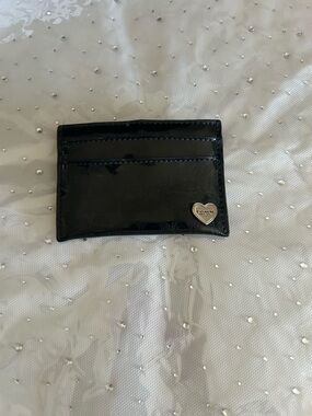 SOLD Coach Black Patent Leather Card Holder with Signature Print